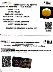 4.03/CT Natural Yellow Sapphire With Govt Lab Certificate (4551)